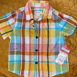 Brand new, 12m plaid s/s top